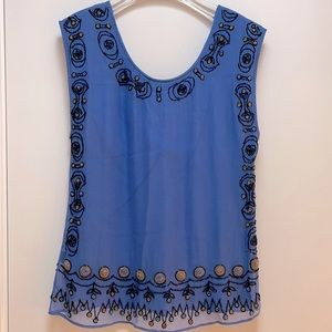 Gryphon sleeveless beaded silk blouse